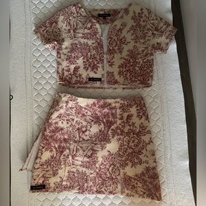 Red Toile Print Two Piece Set